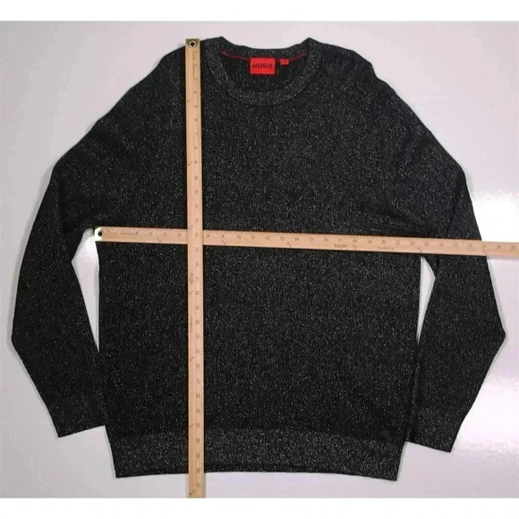 Hugo Boss Current Schiq Relaxed Fit Black/Silver Metallic Crewneck Sweater~ XL - Picture 3 of 8